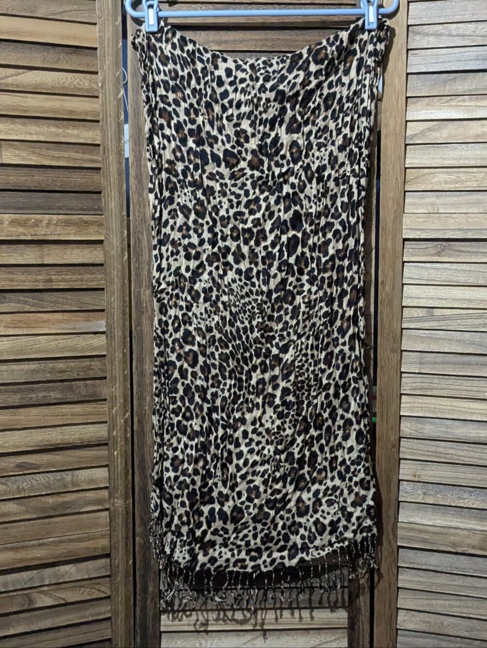 Apt. 9 Leopard Print Scarf with Beaded Fringe Accent